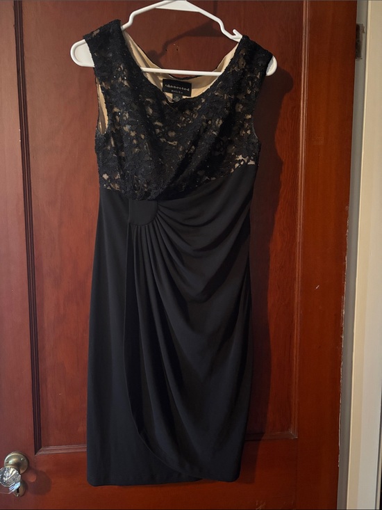 connected apparel Dresses & Skirts - Black Lace Draped Sheath Dress